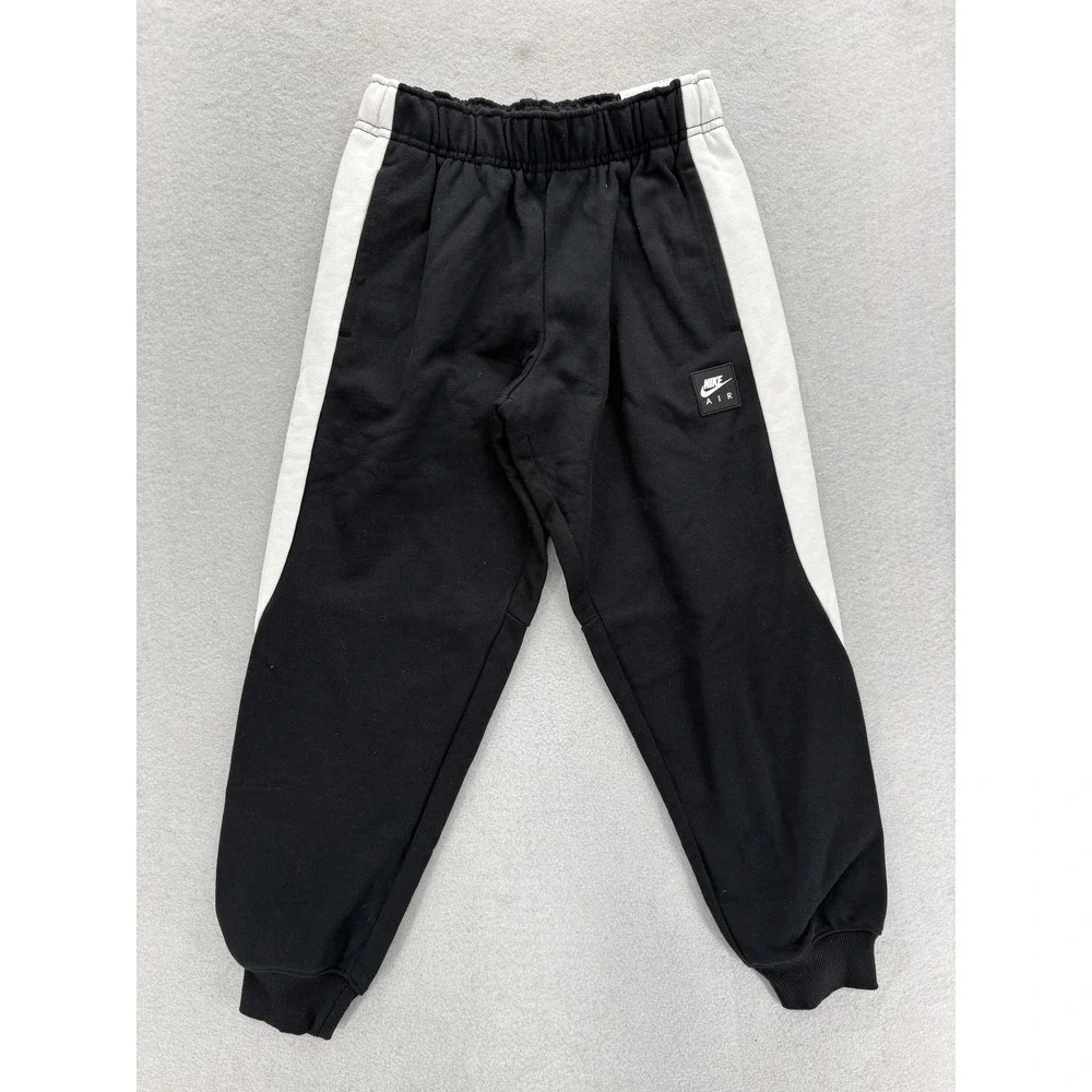 Nike Air Jogger Pants Kids Medium Black White Colorblock Fleece Taper Leg Gym
